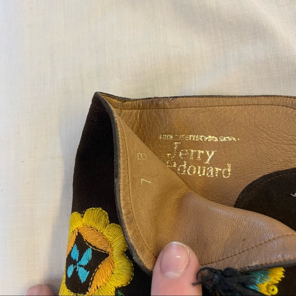 Vintage 70s Jerry Edouard Embroidered Knee High Lace Up Boots, 7B - Picture 9 of 16